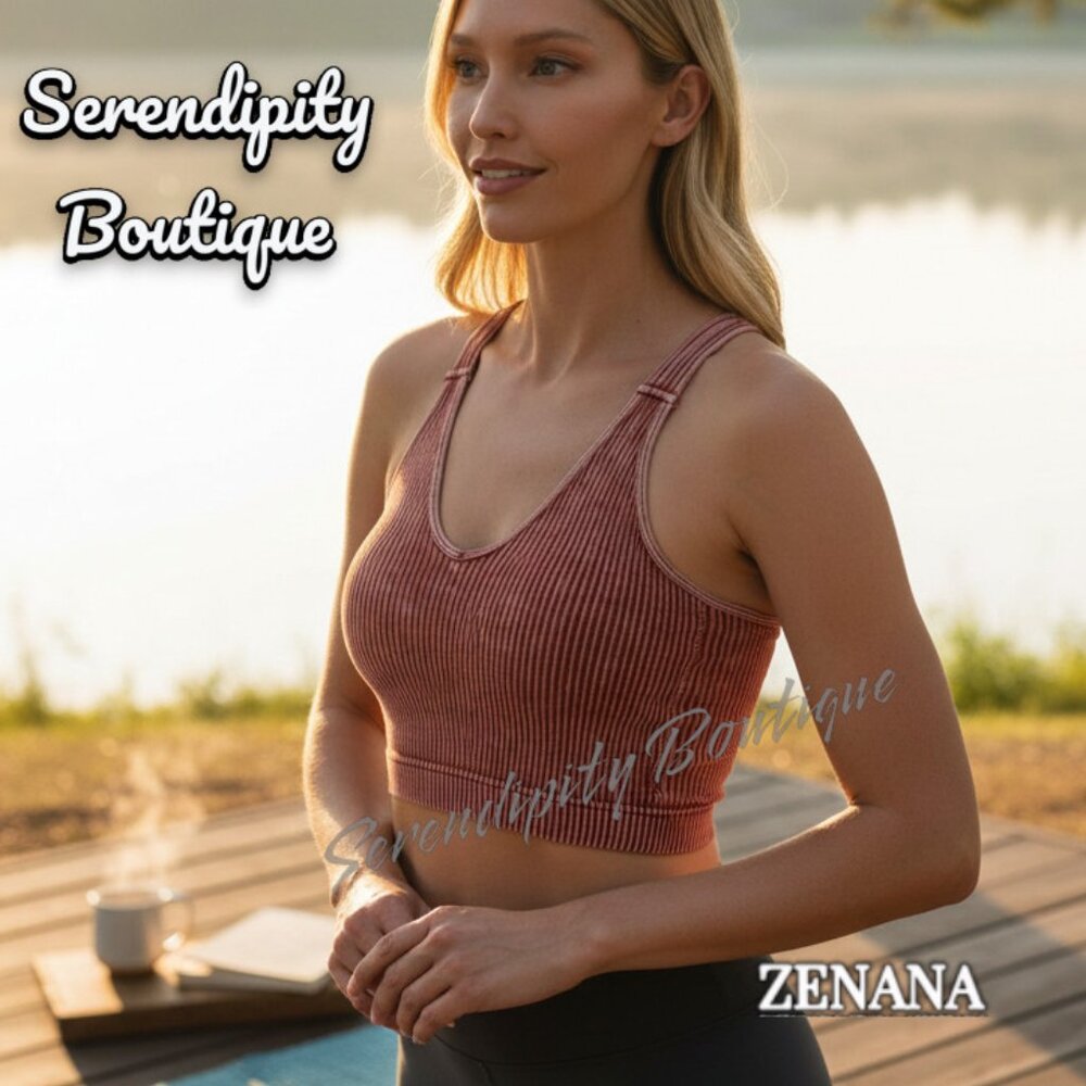 Zenana Outfitters Super Soft Stretchy Comfy Mineral Wash Cropped Bralette